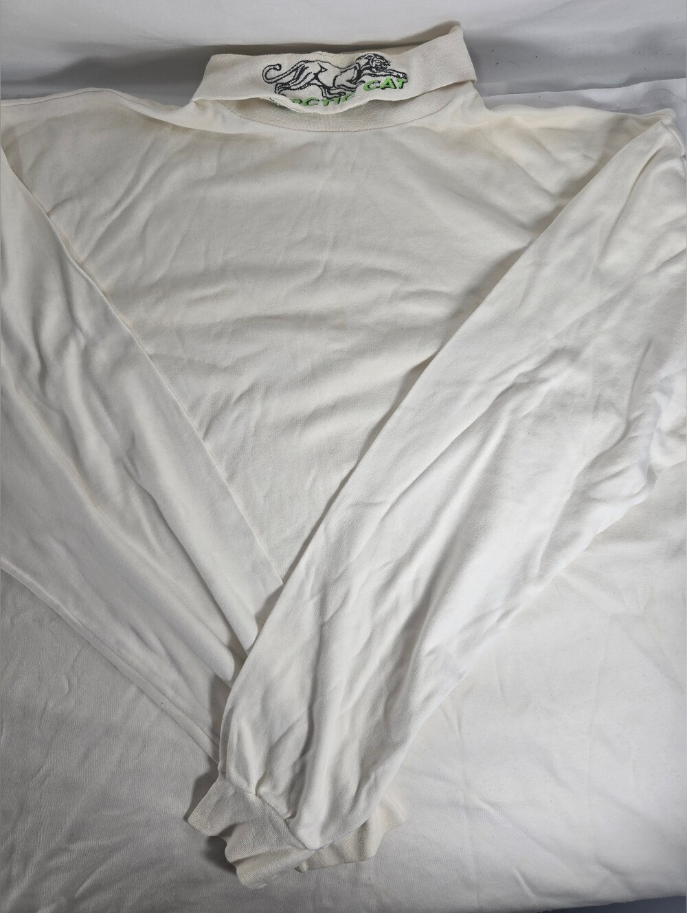 Vintage Arctic Cat Mock Neck Long Sleeve Shirt Made In USA White